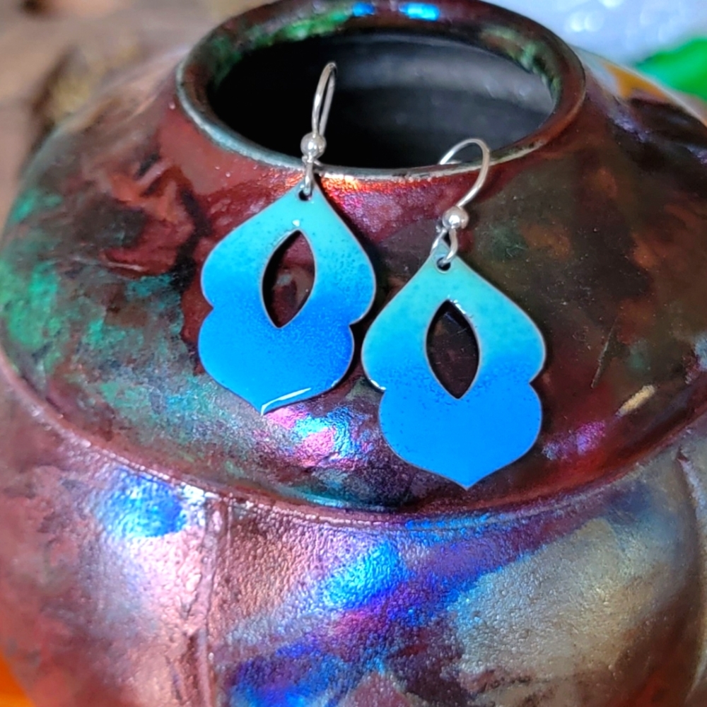 Hand Crafted Blue Gradient Earrings - image 4